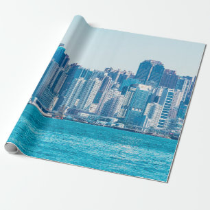 Uitzicht van de haven van Hongkong op het tijdstip Cadeaupapier