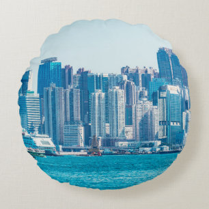 Uitzicht van de haven van Hongkong op het tijdstip Rond Kussen