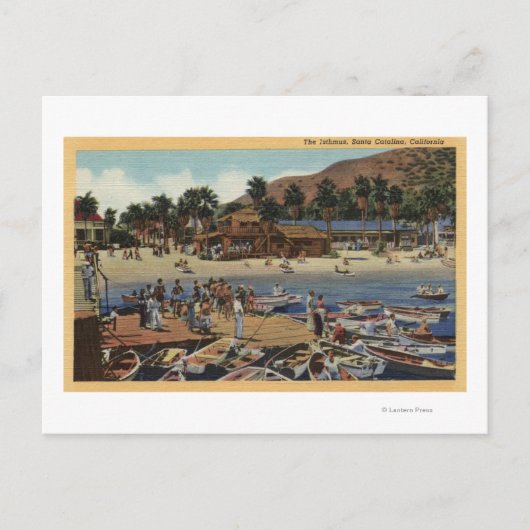 Uitzicht van de haven van Isthmus met zwemmers Briefkaart (Voorkant)