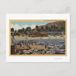 Uitzicht van de haven van Isthmus met zwemmers Briefkaart