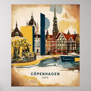 Uitzicht van de haven van Kopenhagen Poster