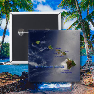 Uitzicht van de Hawaï Vierkante Button 5,1 Cm