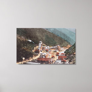 Uitzicht van de Hecla-mijn die de Canyon omlaag ki Canvas Afdruk