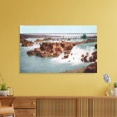 Uitzicht van de Herfsten en brug Canvas Afdruk (Insitu (Woonkamer))