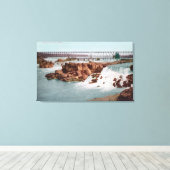 Uitzicht van de Herfsten en brug Canvas Afdruk (Insitu (Houten vloer))