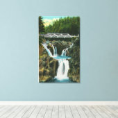 Uitzicht van de Herfsten van Split Rock en Bridge Canvas Afdruk (Insitu (Houten vloer))