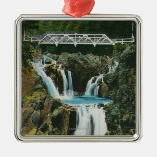 Uitzicht van de Herfsten van Split Rock en Bridge Metalen Ornament
