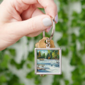 Uitzicht van de Herfsten Wilde Cat en Jackson Sleutelhanger (Hand)