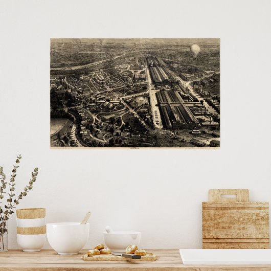 Uitzicht van de honderdjartaanduiding 1876 van Phi Poster (Keuken)