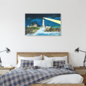Uitzicht van de hoofdvuurtoren van Portland op Cas Canvas Afdruk (Insitu (Slaapkamer))