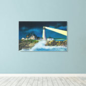 Uitzicht van de hoofdvuurtoren van Portland op Cas Canvas Afdruk (Insitu (Houten vloer))