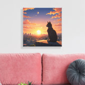 Uitzicht van de hoogte avontuurlijke kat canvas afdruk (Insitu (Woonkamer))