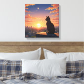 Uitzicht van de hoogte avontuurlijke kat canvas afdruk (Insitu (Slaapkamer))