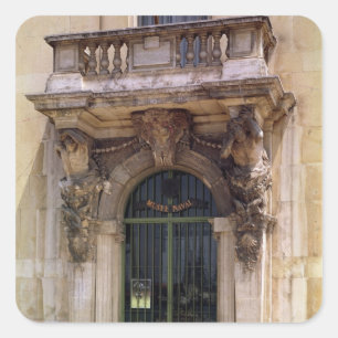 Uitzicht van de ingang van het museum vierkante sticker