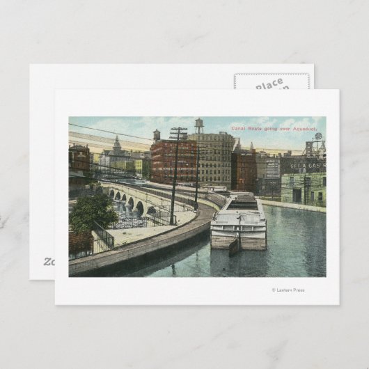 Uitzicht van de kanaalboten over het aquaduct briefkaart (Voorkant / Achterkant)