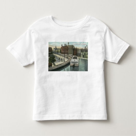 Uitzicht van de kanaalboten over het aquaduct kinder shirts (Voorkant)