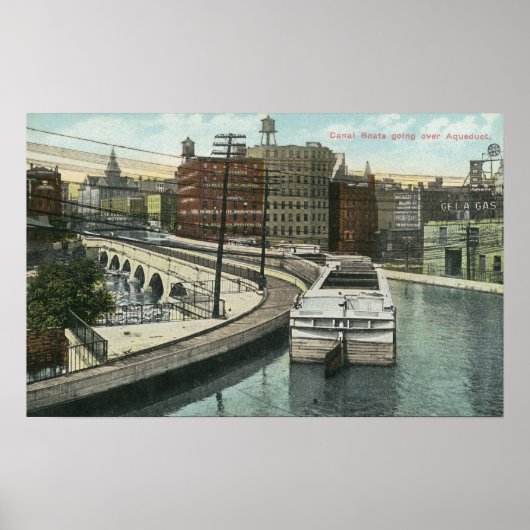 Uitzicht van de kanaalboten over het aquaduct poster (Voorkant)