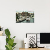 Uitzicht van de kanaalboten over het aquaduct poster (Thuiskantoor)