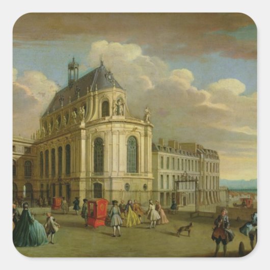 Uitzicht van de kapel van de Chateau de Vierkante Sticker (Voorkant)