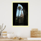 Uitzicht van de kathedraal van Gaudi Poster (Keuken)