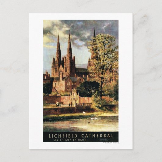 Uitzicht van de kathedraal van Lichfield Briefkaart (Voorkant)
