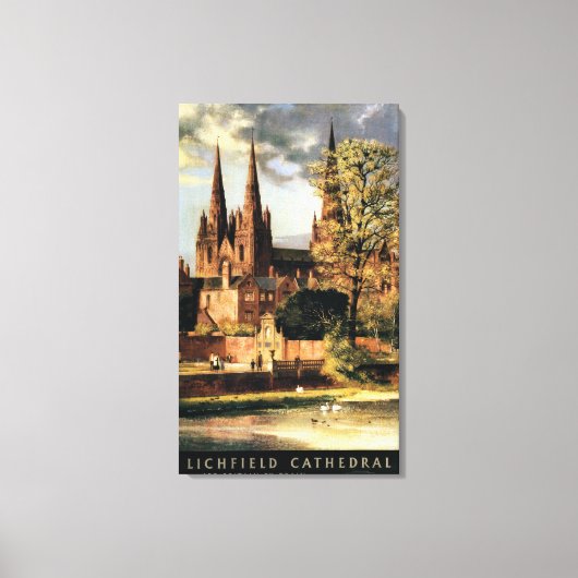 Uitzicht van de kathedraal van Lichfield Canvas Afdruk (Voorkant)