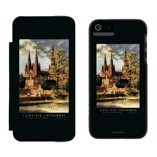 Uitzicht van de kathedraal van Lichfield Incipio iPhone Portemonnee Hoesje (Naast elkaar)