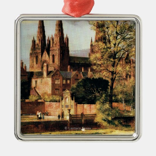 Uitzicht van de kathedraal van Lichfield Metalen Ornament (Voorkant)