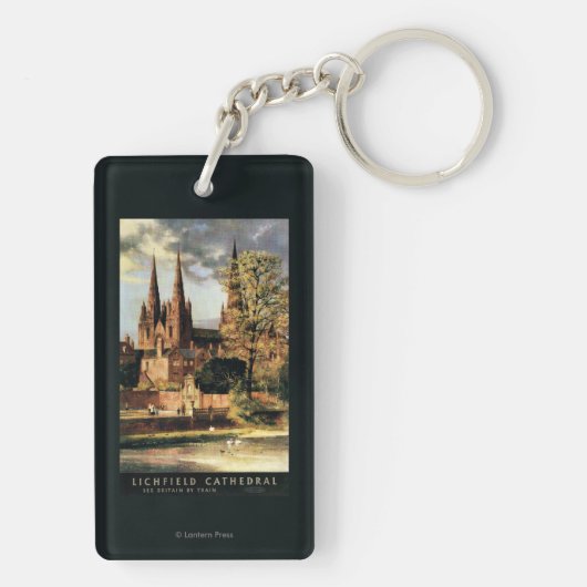 Uitzicht van de kathedraal van Lichfield Sleutelhanger (achterkant)
