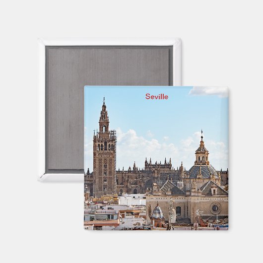 Uitzicht van de kathedraal van Sevilla Magneet (Voorkant / Achterkant)