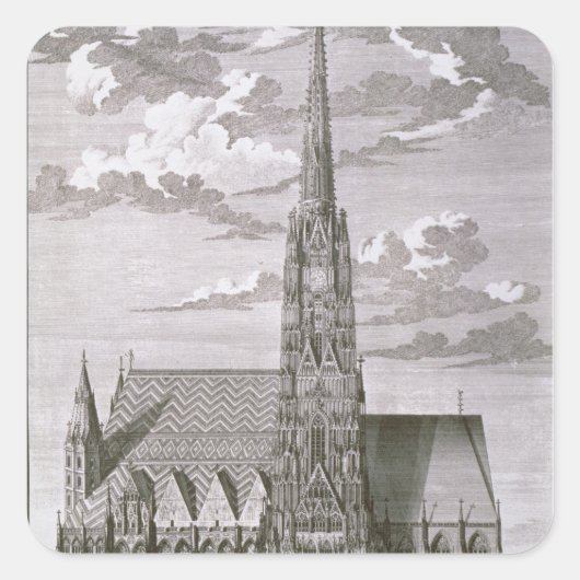 Uitzicht van de kathedraal van St. Stephan Vierkante Sticker (Voorkant)