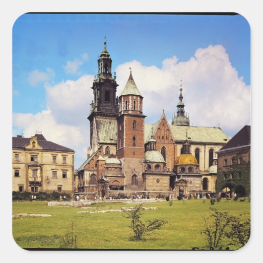 Uitzicht van de kathedraal van Wawel Vierkante Sticker (Voorkant)