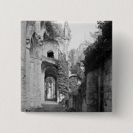 Uitzicht van de kerk, c.1052-67 vierkante button 5,1 cm (Voorkant)