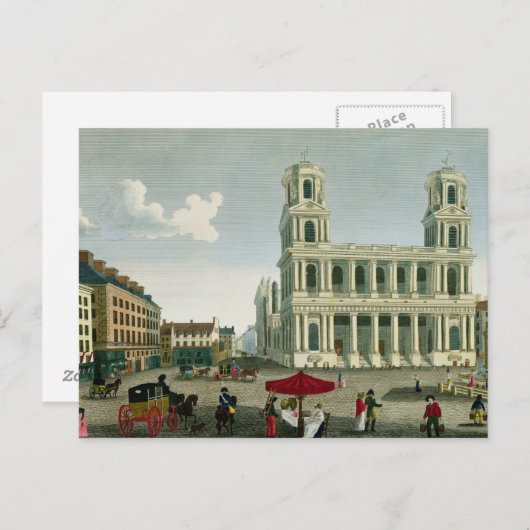 Uitzicht van de kerk Saint-Sulpice Briefkaart (Voorkant / Achterkant)