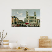 Uitzicht van de kerk Saint-Sulpice Poster (Keuken)