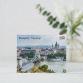 Uitzicht van de kettingbrug in Boedapest, Hongarij Briefkaart (Staand voorkant)