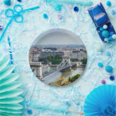 Uitzicht van de kettingbrug in Boedapest, Hongarij Papieren Bordje (Feest)