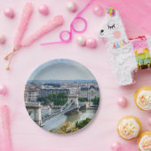 Uitzicht van de kettingbrug in Boedapest, Hongarij Papieren Bordje (Feest)