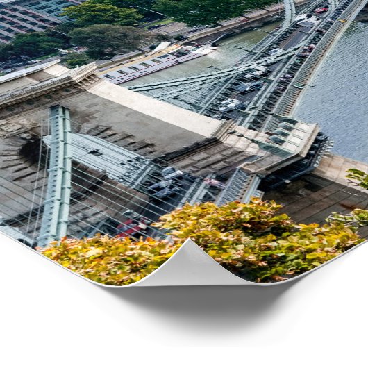 Uitzicht van de kettingbrug in Boedapest, Hongarij Poster (Hoek)