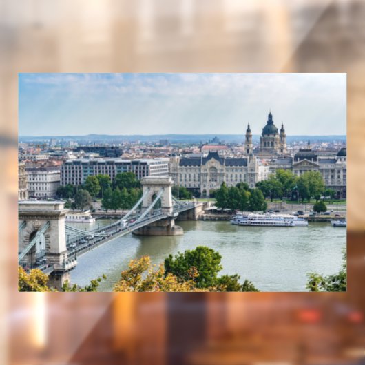 Uitzicht van de kettingbrug in Boedapest, Hongarij Raamsticker (Vel 2)