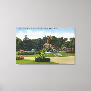 Uitzicht van de Kings Fountain in Washington Park, Canvas Afdruk
