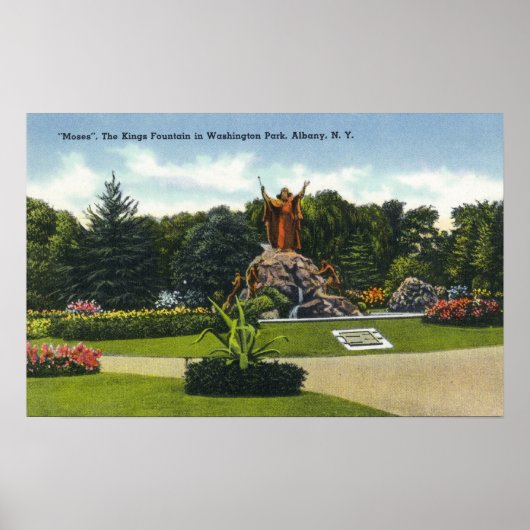 Uitzicht van de Kings Fountain in Washington Park, Poster (Voorkant)