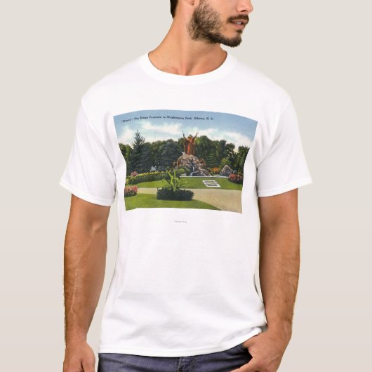 Uitzicht van de Kings Fountain in Washington Park, T-shirt (Voorkant)