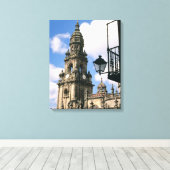 Uitzicht van de Kloktoren in de hoek van de Canvas Afdruk (Insitu (Houten vloer))