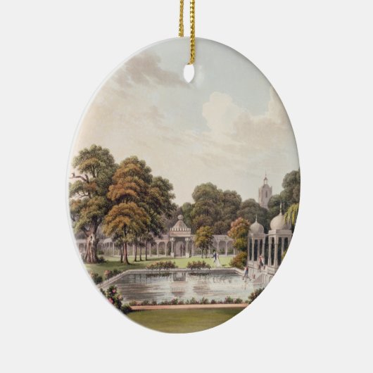 Uitzicht van de koepel, Brighton Pavilion, gegrave Keramisch Ornament (Rechts)