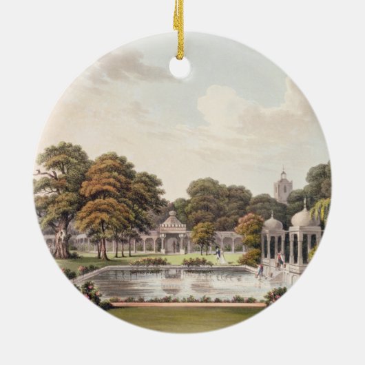 Uitzicht van de koepel, Brighton Pavilion, gegrave Keramisch Ornament (Achterkant)