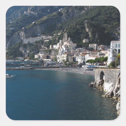 Uitzicht van de kust van Amalfi Vierkante Sticker (Voorkant)