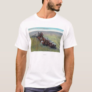 Uitzicht van de landbouwers die met een grote paar t-shirt