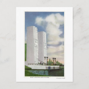 Uitzicht van de landing van de boot en de masten briefkaart