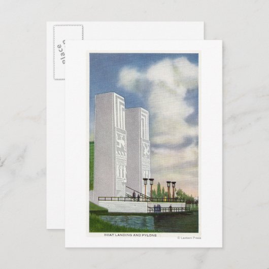 Uitzicht van de landing van de boot en de masten briefkaart (Voorkant / Achterkant)